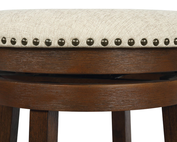 OSP Home Furnishings Round Backless Swivel Stool 2 Pack Beige / Dark Walnut