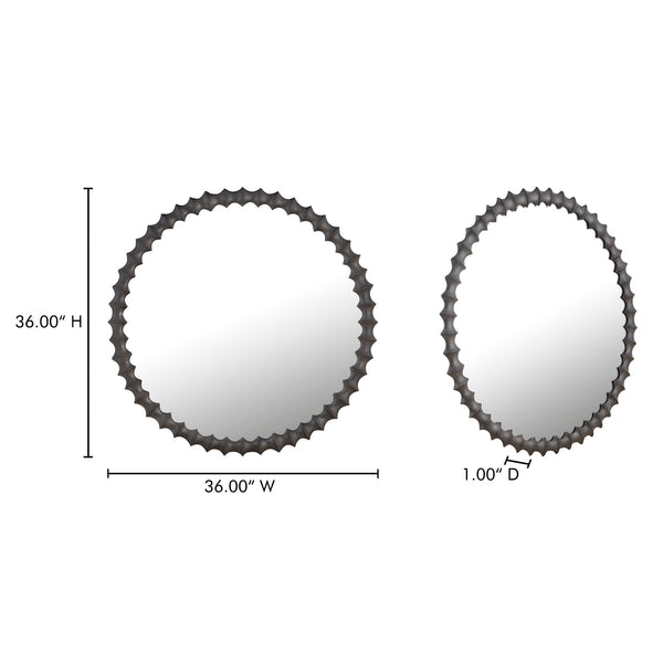 English Elm Whitby Round Wall Mirror Cast Aluminum Aged Brass Patina Artisan Entryway Accent Black B2769P498420