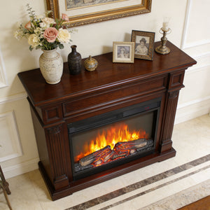 English Elm 26 Inch Slim Electric Fireplace Insert with Log Set Realistic Flame and Remote Timer W1769P345285