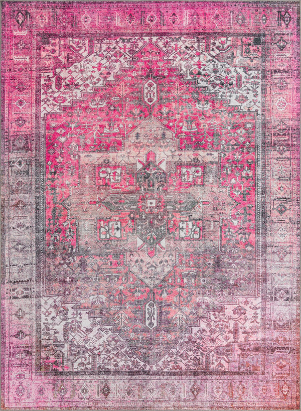 Unique Loom Timeless Peter Machine Made Abstract Rug Pink, Black/Ivory/Light Brown 7' 7" x 10' 6"