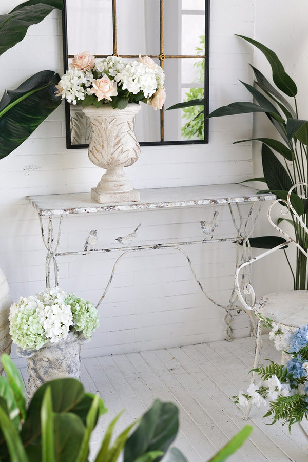 English Elm 43x16.5x34" Iron Console Table Twisted Legs Bird Sculptures Shabby Chic Entryway W2078P453111