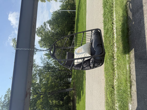 English Elm Outdoor Egg Swing Chair With Removable Cushions - Stylish, Weather-Resistant, And Easy Storage! W2500P364233-GIGA