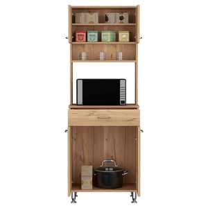 English Elm Della 60" Kitchen Pantry Cabinet - Light Oak With Countertop & Versatile Storage For Small Spaces B07091842