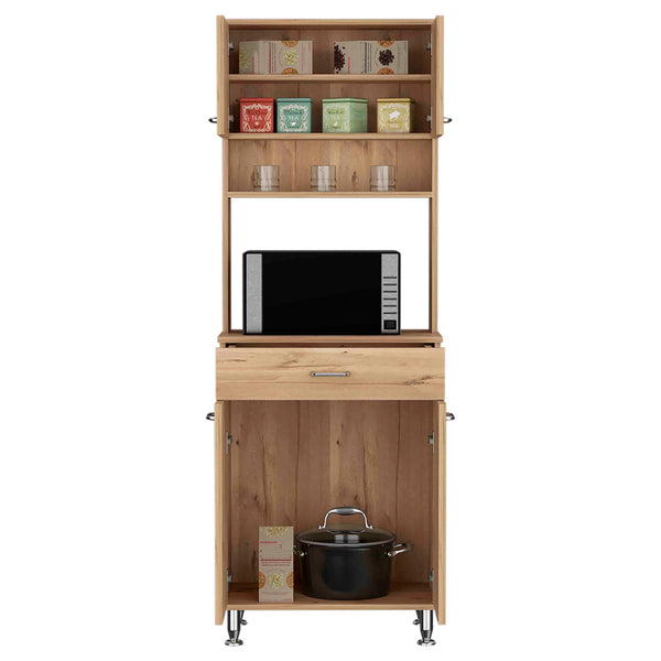 English Elm Della 60" Kitchen Pantry Cabinet - Light Oak With Countertop & Versatile Storage For Small Spaces B07091842