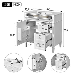English Elm 30'' Modern Bathroom Vanity Set With Ceramic Sink & Mirror Cabinet - Stylish Storage Solution! SW000127AAK-1