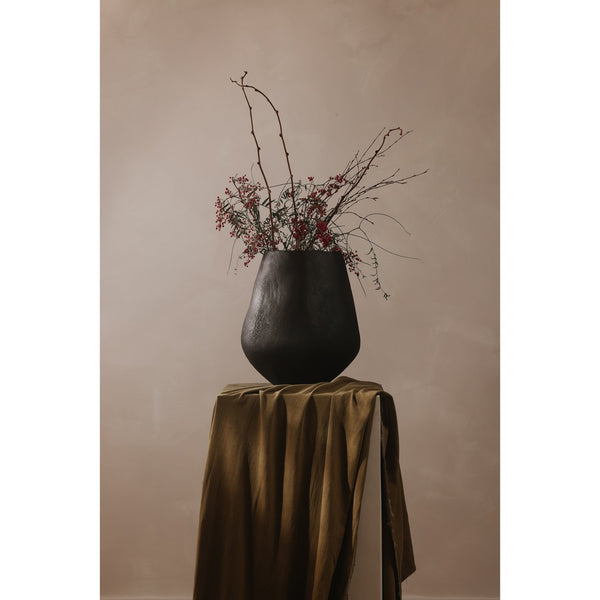 English Elm Voss Handcrafted Matte Black Sculptural Vessel in Recycled Ecomix for Shelves B2769P498403