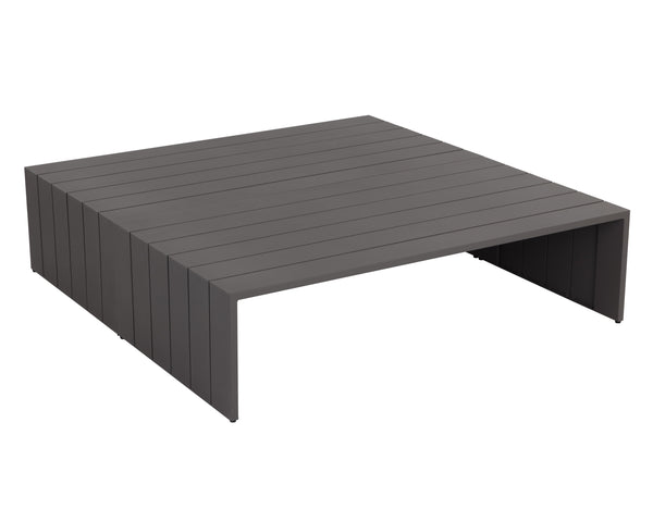 Sunpan Verin Coffee Table - Modern Outdoor Design with Durable Powder Coated Aluminum for Stylish Spaces Warm Grey