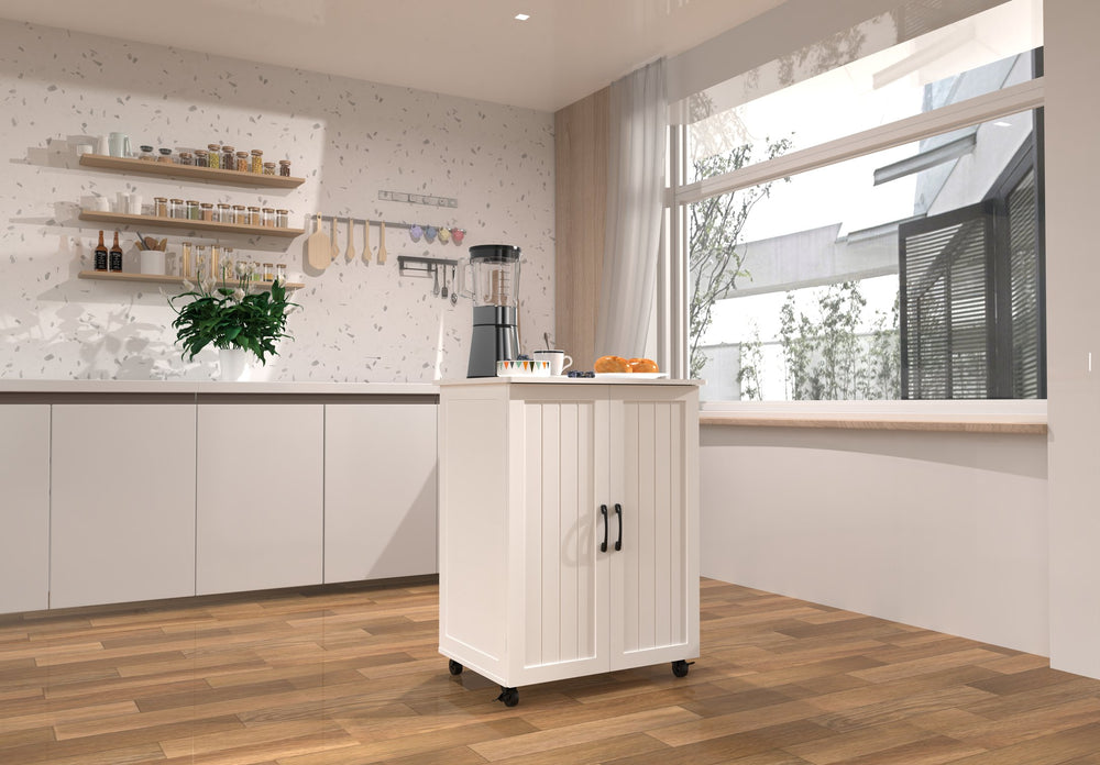 English Elm Kitchen Island With Wheels - Compact Mobile Cart For Crafting, Coffee, And Smart Storage Solutions W3062P289219