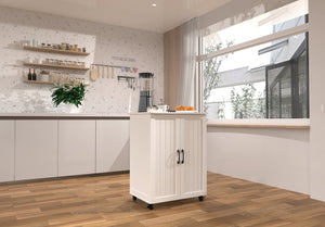 English Elm Kitchen Island With Wheels - Compact Mobile Cart For Crafting, Coffee, And Smart Storage Solutions W3062P289219