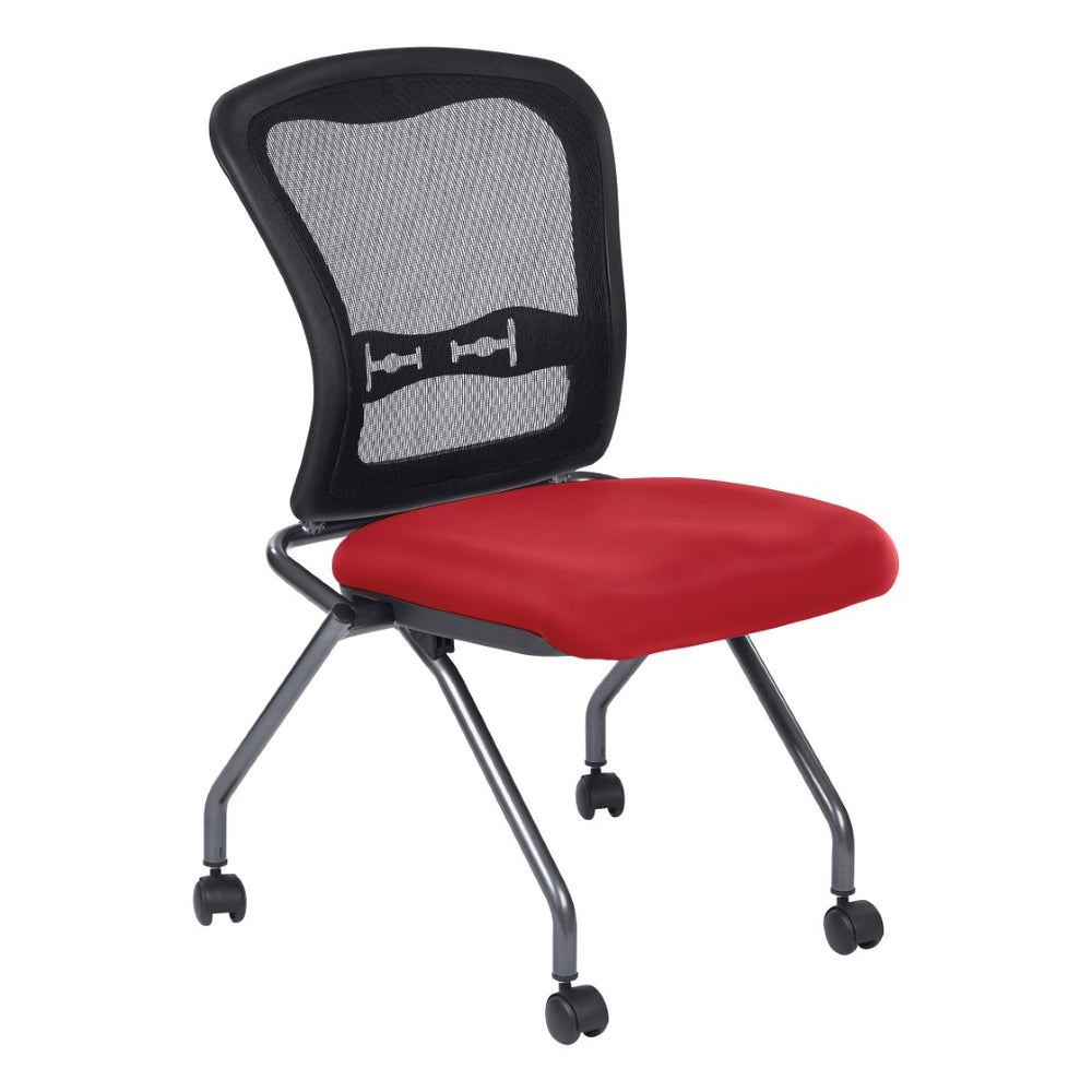OSP Home Furnishings Soft-flex Pro-line Ii Ergonomic Folding Chair with Mesh Back and Lumbar Support Lipstick 84220-R100