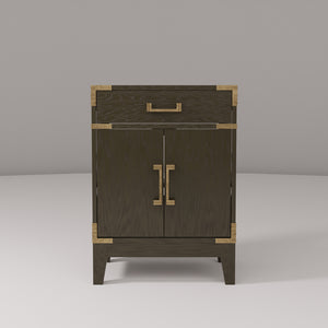 English Elm Brown Oak Single Bath Vanity - Compact 24" W Ready-To-Install Unit With Soft-Close Storage Cabinet B2731P259738