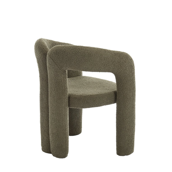English Elm Contemporary Velvet Upholstered Barrel Accent Chair with Curved Support, Foam Seat, Steel Frame Finish Olive Green W395P224759