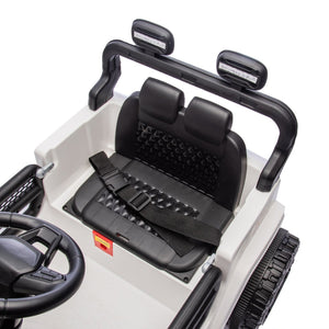 English Elm 24v Kids Ride on Car with Parental Remote Four Wheel Suspension Led Lights Bluetooth White W1578P235083