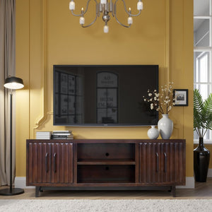 English Elm Radiance 75-Inch Tv Stand For Tvs Up To 85" - No Assembly, Rosewood Finish, Stylish Storage Solution B108P345205-GIGA