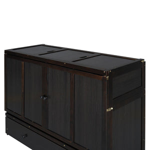 English Elm Queen Murphy Wall Bed with Pull Out Drawer and Built in Usb Charging Cabinet Espresso N708P205905P