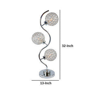 English Elm Denise Crystal Globe Table Lamp White Metal Frame Clear Glass Shade Glam Accent B056P416867