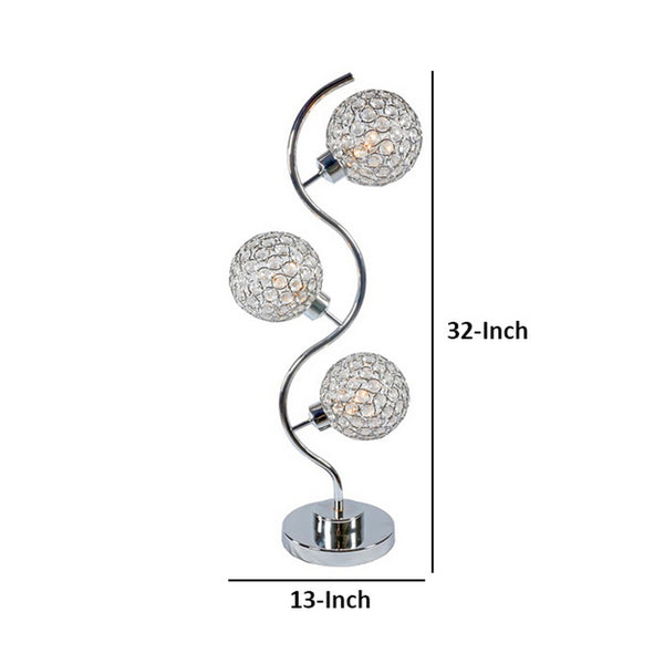 English Elm Denise Crystal Globe Table Lamp White Metal Frame Clear Glass Shade Glam Accent B056P416867