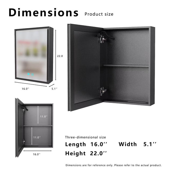 English Elm Led Aluminum Medicine Cabinet with Anti Fog Mirror and White Light for Bathrooms W3083P417741