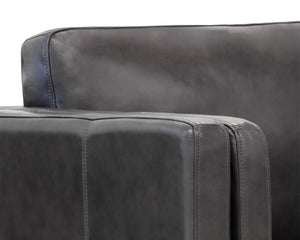 Sunpan Richmond Modern Sofa in Cortina Black Leather – Stylish Comfort with Solid Wood Legs & Unique Design