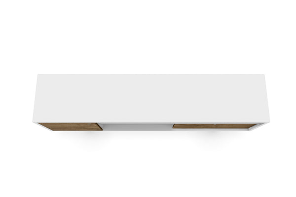 English Elm Liberty 71" TV Stand with Mid-Century Splayed Legs, Wire Management, Drawer & Cubby Storage Brown+White B365P398397