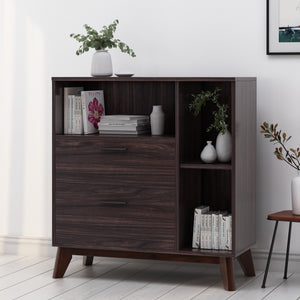 English Elm Christopher Knight Home® - CABINET mid-century modern faux wood storage console with splayed legs, drawers & cubby shelves Wenge 67351.00WENG