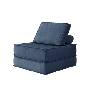 English Elm 33.4 Inch Modular Corduroy Lounge Chair with Spring Cushions for Compact Living Spaces Blue W3975P455222
