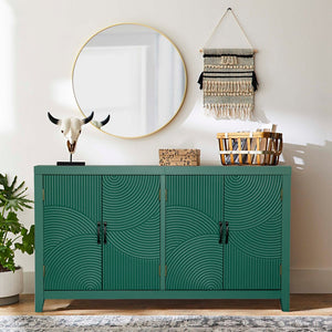 English Elm 59"Green Vintage Mid Century Accent Cabinet with 4 Doors, Spacious Buffet Sideboard for Living Room W2295P294587