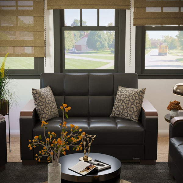 English Elm Primenest Zenaero X Convertible Loveseat With Storage - Sleek Black Pu Design For Small Spaces B030P281777-GIGA