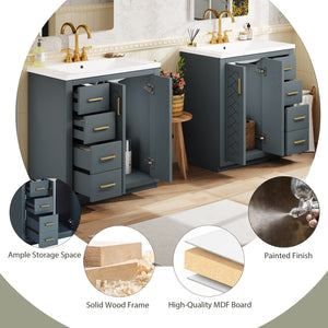 English Elm 60'' Bathroom Vanity Set With Ceramic Sink - Stylish Solid Wood Frame, Soft-Closing Drawers & Doors N710SS00001C
