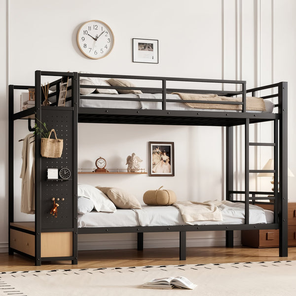 English Elm Full Size Pine Loft Bed House Frame with Slide Bookshelves and Moon Star Rails W1580S00589
