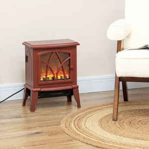 English Elm Homcom Electric Fireplace Stove - 18" Portable Heater With Realistic Flames, Safety Features & Style W2225P249838