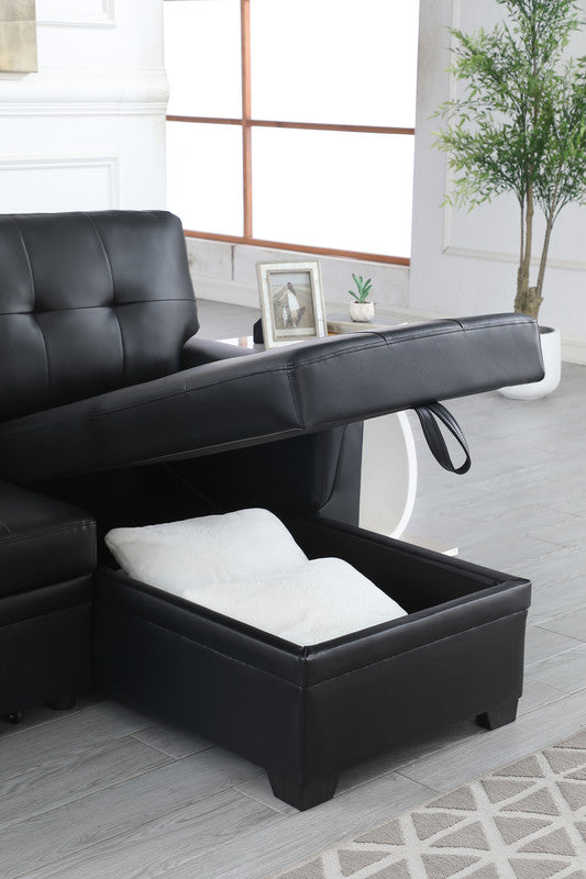 English Elm Jardin Tufted Vegan Leather Sleeper Sectional with Reversible Storage Chaise Modern Living B2749S00277
