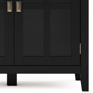 English Elm Artisan Wide 4-Door Storage Cabinet - Handcrafted Black Wood With Glass Doors For Versatile Style B136P158420