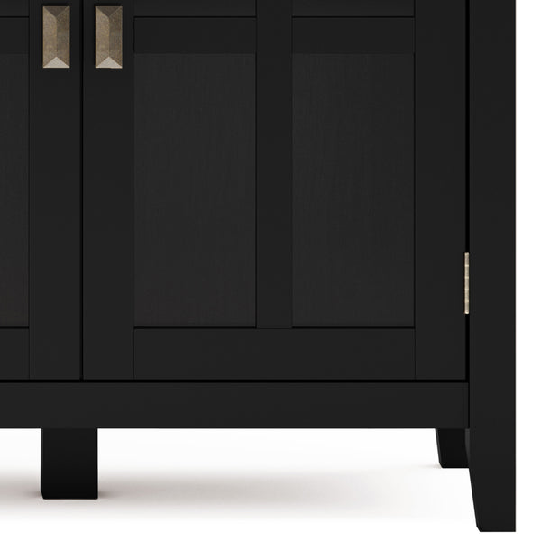 English Elm Artisan Wide 4-Door Storage Cabinet - Handcrafted Black Wood With Glass Doors For Versatile Style B136P158420