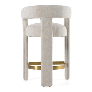 VIG Furniture Adam Modern Beige Fabric Counter Chair With Brass-Accent Stainless Footrest, Foam Cushioning VGMY-3713-26-BGE