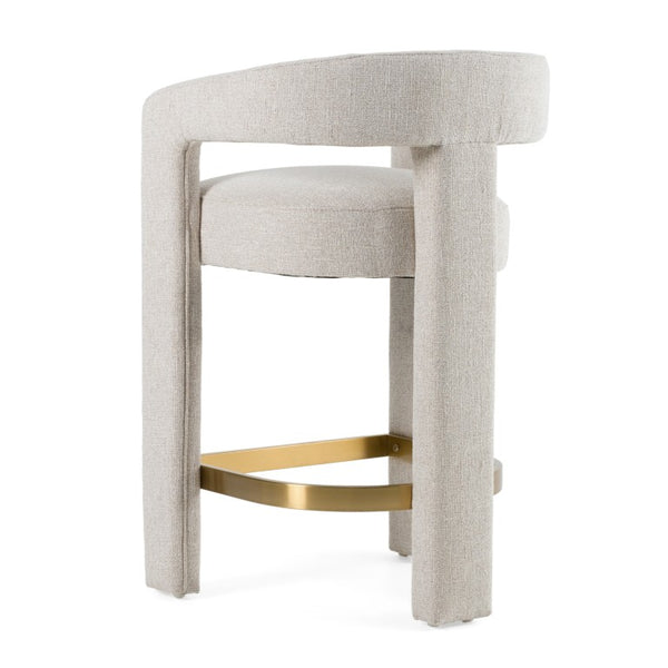 VIG Furniture Adam Modern Beige Fabric Counter Chair With Brass-Accent Stainless Footrest, Foam Cushioning VGMY-3713-26-BGE