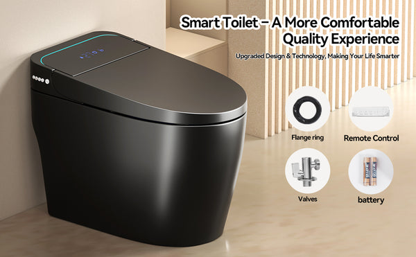 English Elm Unique Intelligent One Piece Toilet with Bidet Warm Air Dryer and Auto Sensor Seat Black W3133P476381