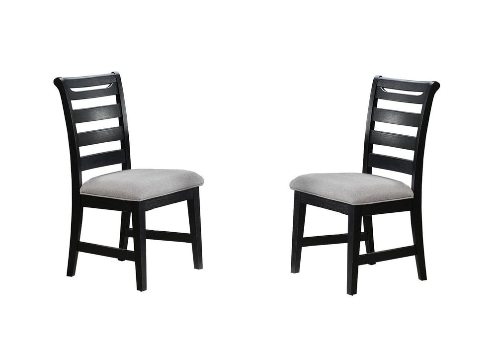 English Elm Modern 2Pc Dining Chair Set With Black Ladder Back Frame & Upholstered Cushions For Cozy Dining B011P218339