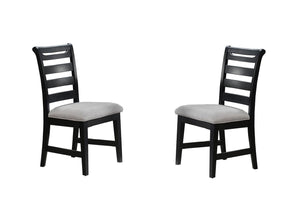 English Elm Modern 2Pc Dining Chair Set With Black Ladder Back Frame & Upholstered Cushions For Cozy Dining B011P218339