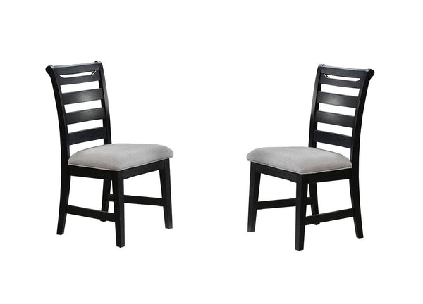 English Elm Modern 2Pc Dining Chair Set With Black Ladder Back Frame & Upholstered Cushions For Cozy Dining B011P218339