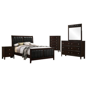 English Elm Werner Full Bedroom Set with Leatherette Accents in Warm Cappuccino Wood Finish B062S00771