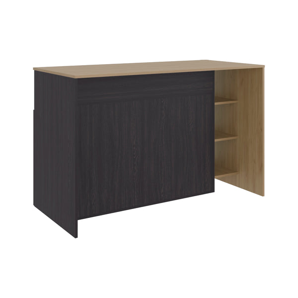 English Elm Wenge Two-tone Oak Kitchen Island with Cabinet Storage and Open Side Shelving B062S01862