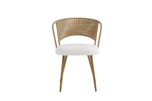 English Elm Wicker Rattan Wingback Dining Chairs Set of Two with Velvet Cushion and Metal Legs W3590P453802
