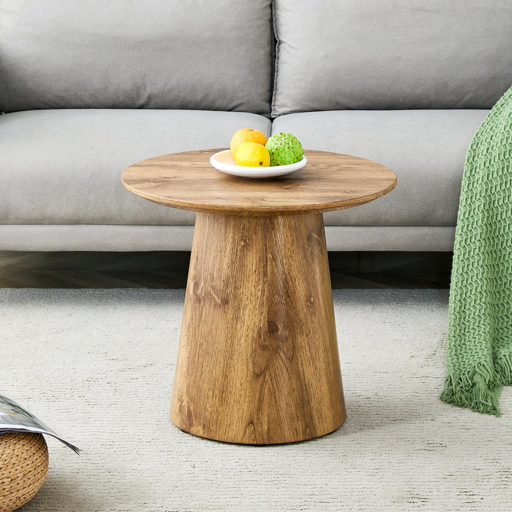 English Elm Natural Wood Grain Round Mdf Side Table Compact Living Room Accent with Leveling Legs W2920P375104