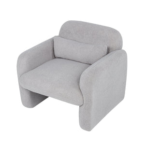 English Elm Stylish Teddy Fleece Single Sofa Chair with Arms and Pillow, Cozy Accent Armchair for Living Room Gray 30 L x 24.75 W x 24 H W1716P196466