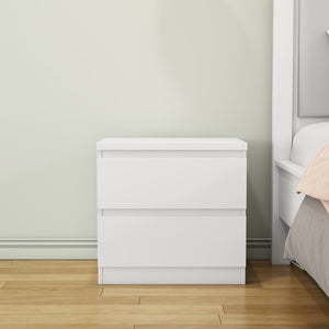 English Elm 19.7-inch Matte Finish Nightstand with Touch Release Drawers for Minimalist Bedrooms White W3151P407885