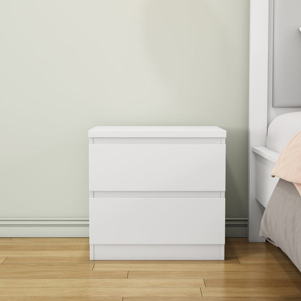 English Elm 19.7-inch Matte Finish Nightstand with Touch Release Drawers for Minimalist Bedrooms White W3151P407885