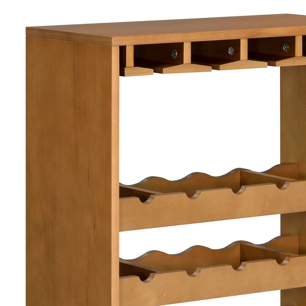 English Elm Oak Seven Tier Freestanding Wine Rack with Stemware Hangers for 35 Bottles Storage B062P184585