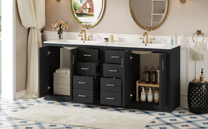 English Elm 72'' Bathroom Vanity Set With Soft-Close Drawers, Elegant Ceramic Sink & Ample Storage Solutions N710SS00013B