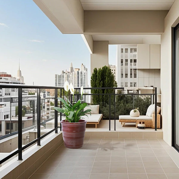 English Elm 3 Pieces Ceramic Flowerpot Set - Handcrafted Modern Planters In Bean Paste Red For Home & Garden W3273P321532